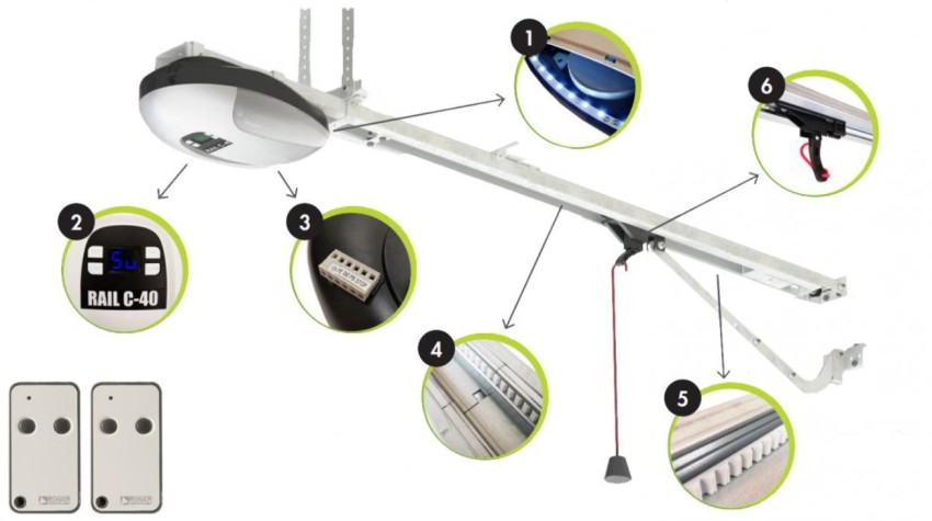 KIT C40 MOX Motion by Roger garázskapunyitó-szett - 3300 mm sínnel - egyedi szállítási díj