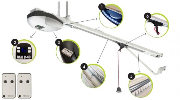 KIT C40 MOX Motion by Roger garázskapunyitó-szett - 4000 mm sínnel - egyedi szállítási díj